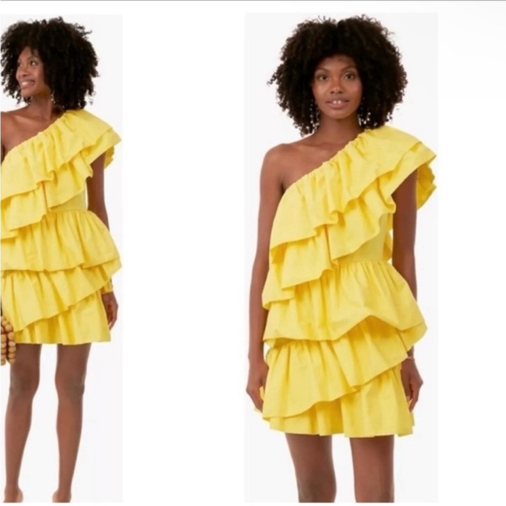 Tuckernuck Hyacinth House Yellow Ruffle Sofie Mini Dress Size S NWOT